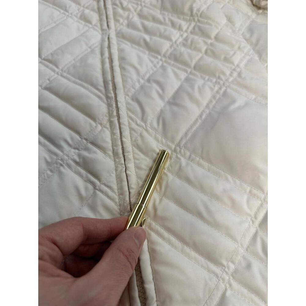 Eddie Bauer Down Quilted Coat Jacket Womens S Mid Length Zip Insulated White - Picture 6 of 8